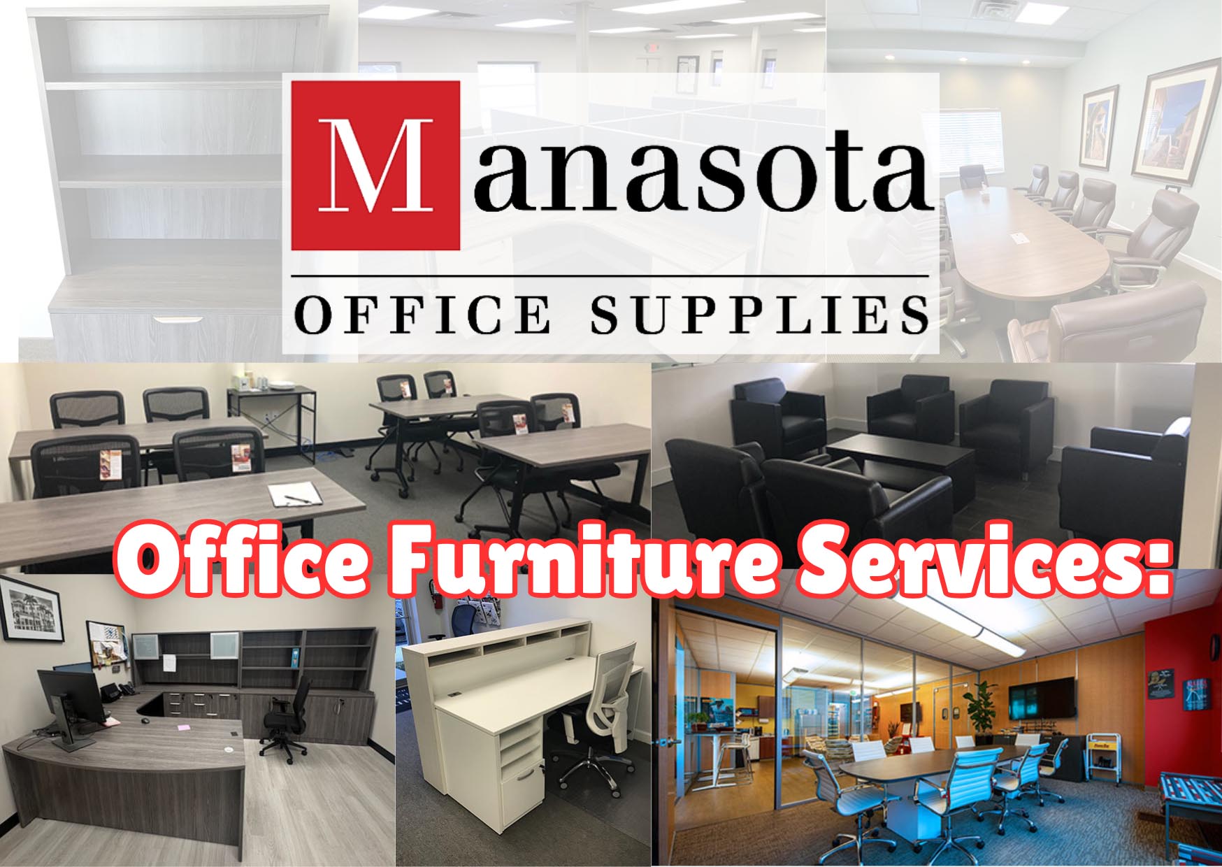 Manasota Office Supplies and Manasota Movers team installing modern office furniture in Southwest Florida